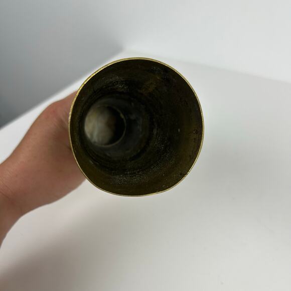Vintage Brass Vase Tall Curved Brass Flower Vase Urn Made in India - Picture 5 of 6